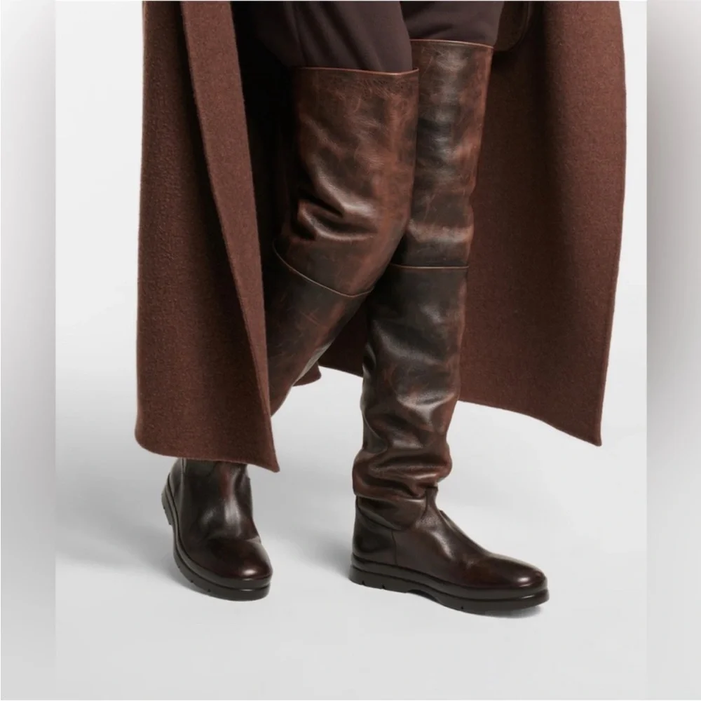 The Row Billie Pull-On Thigh-High Boots Leather Boots